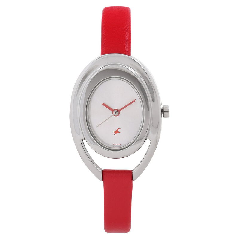 Fastrack Quartz Analog Silver Dial Leather Strap Watch for Girls