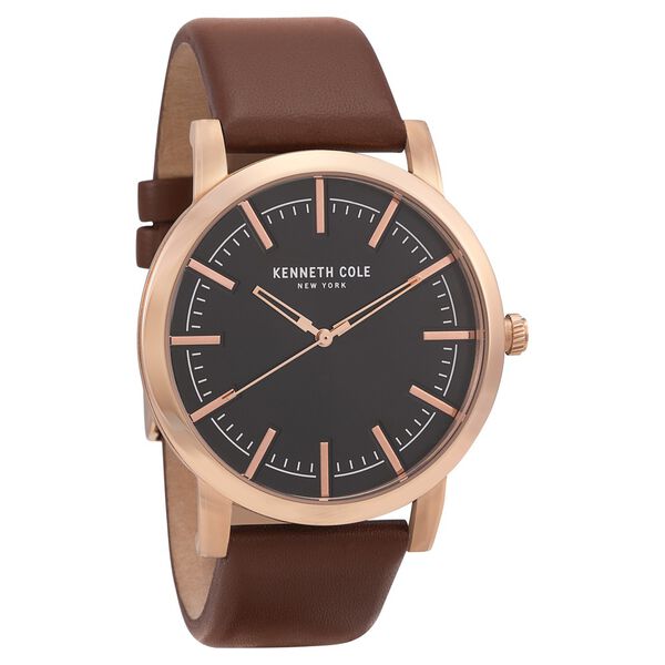 Kenneth Cole Quartz Analog Grey Dial Leather Strap Watch for Men - image number 1