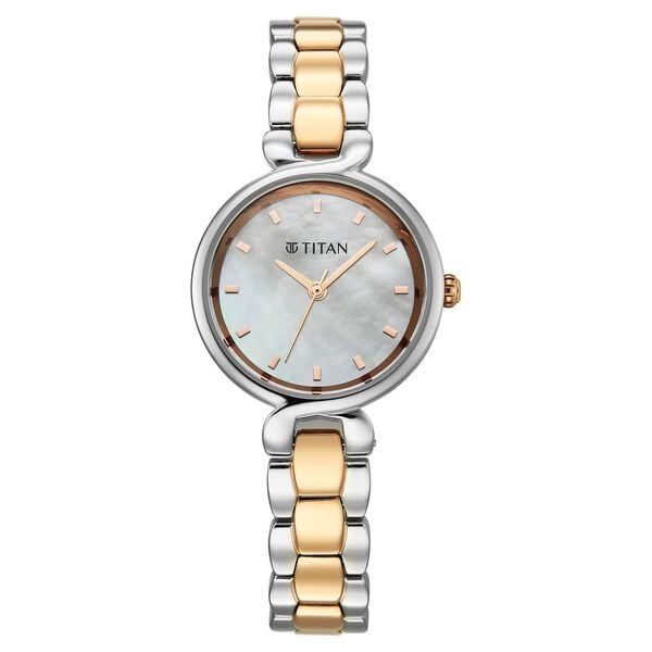Titan Workday Edit Quartz Analog Mother Of Pearl Dial Two Toned Stainless Steel Strap Watch For Women - image number 0