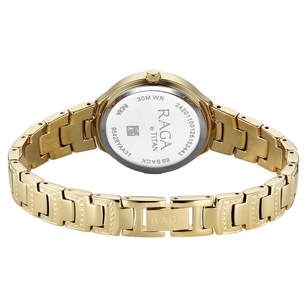 Titan Raga Spotlight Quartz Analog Green Dial Golden Metal Strap Watch For Women - image number 5