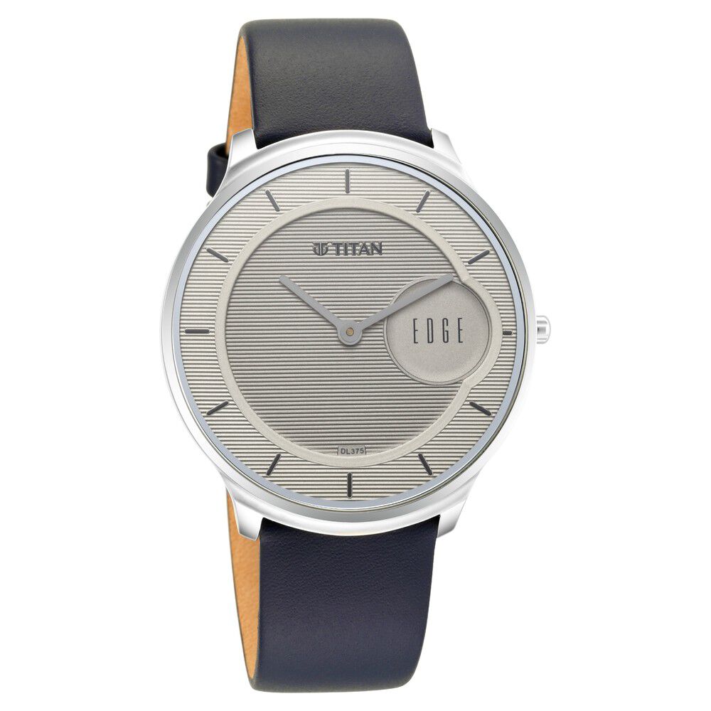 Buy Online Titan Edge Baseline Grey Dial Analog Leather Strap