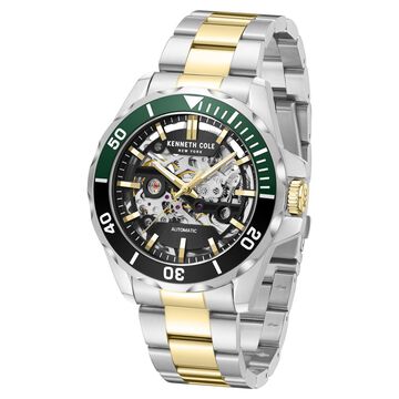 Kenneth Cole Automatic Black Dial With Two Toned Stainless Steel Strap Watch For Men