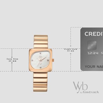Vyb Diva By Fastrack Quartz Analog Mother of Pearl Dial Rose Gold Stainless Steel Strap Watch For Girls