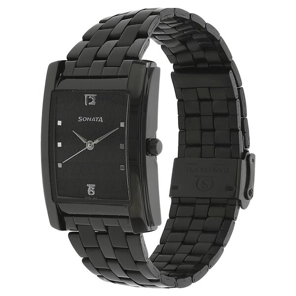 Sonata Quartz Analog Black Dial Stainless Steel Strap Watch for Men - image number 1