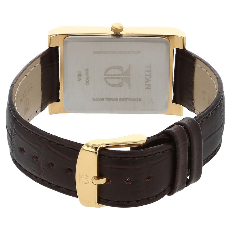 Titan Quartz Analog with Day and Date Champagne Dial Leather Strap Watch for Men - image number 3