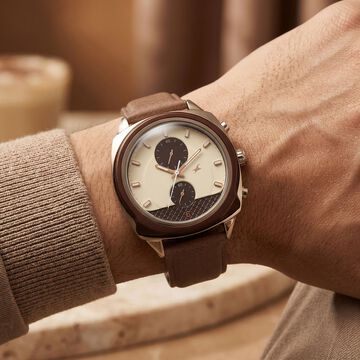 Fastrack Gelato Brown chronograph watch with Cookies n Cream dial for Guys
