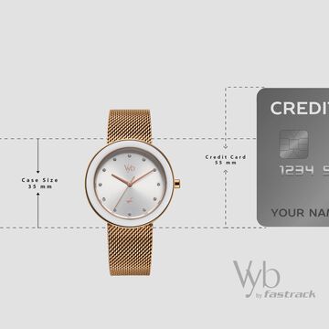 Vyb Lumina By Fastrack Quartz Analog Silver Dial Rose Gold Stainless Steel Strap Watch For Girls