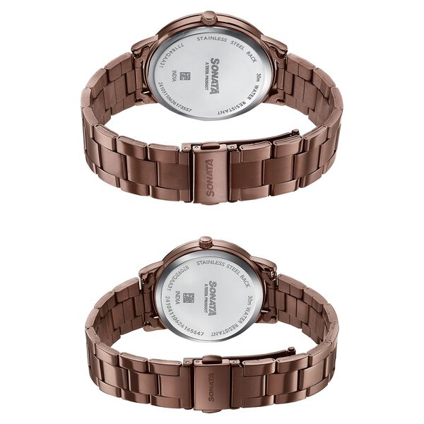 Sonata Soulmates Champagne Dial Couple Watch - image number 6