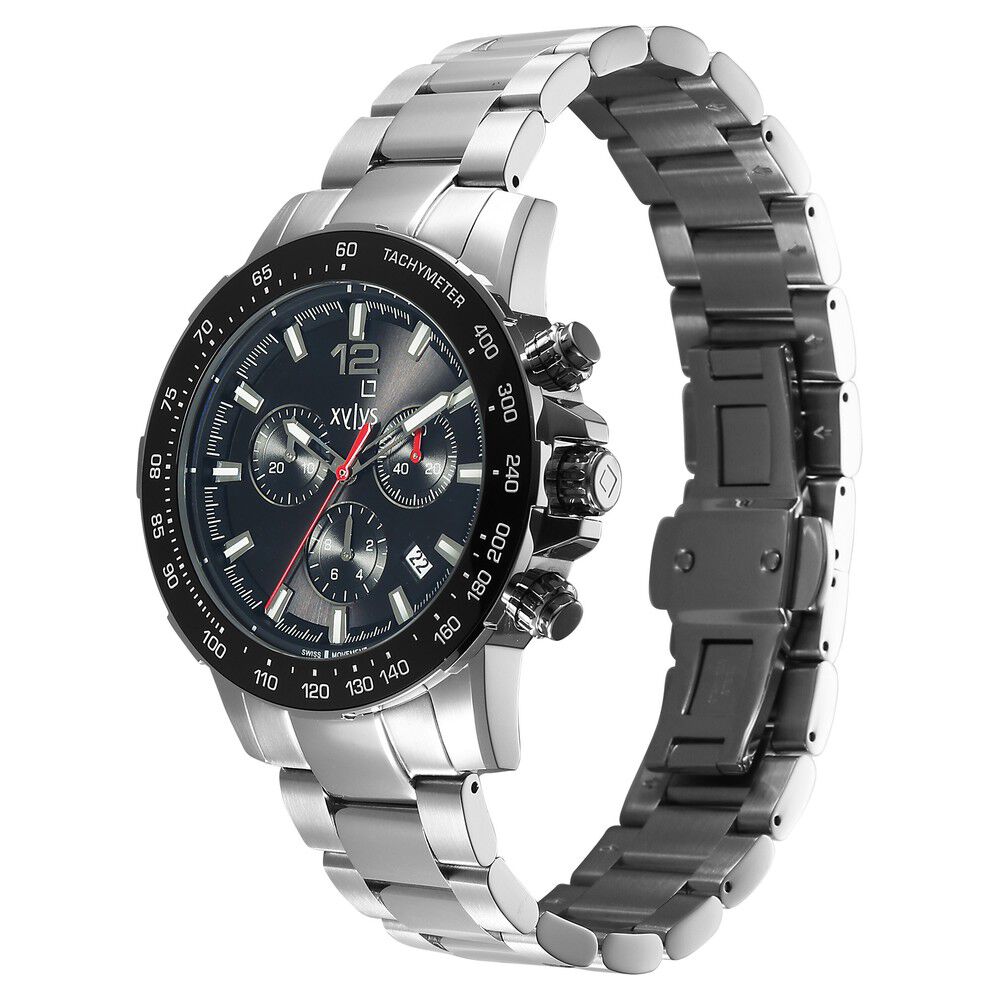 Buy Online Xylys Swiss Quartz Black Dial Silver Stainless Steel