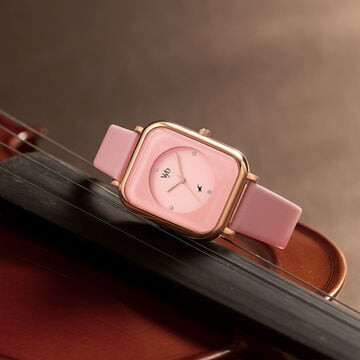 Fastrack Vyb Muse Quartz Analog Pink Dial Leather Strap Watch for Girls