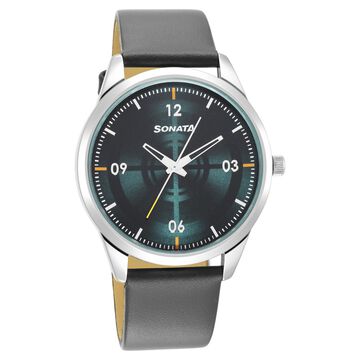 Sonata Force Quartz Analog Blue Dial Leather Strap Watch for Men
