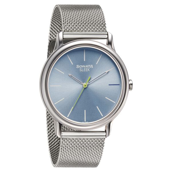 Sonata Quartz Analog Blue Dial Stainless Steel Strap Watch for Men - image number 0
