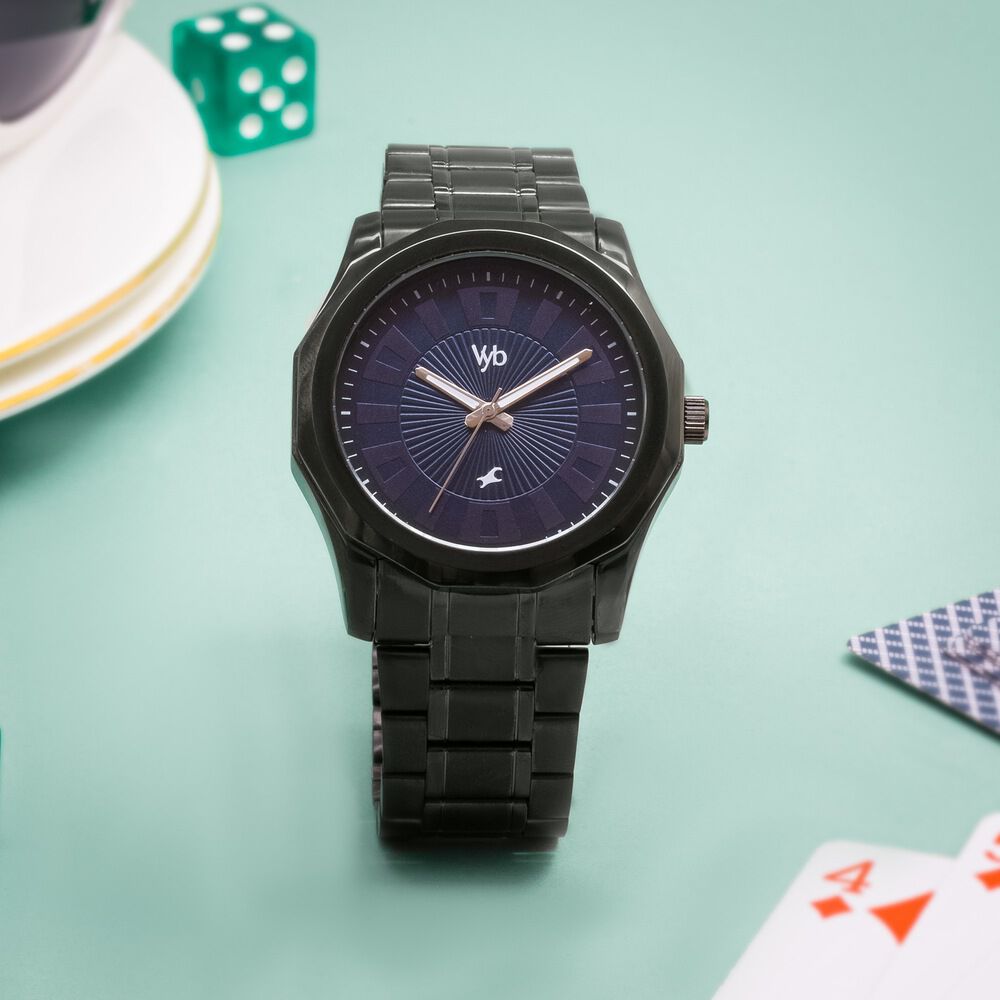 Vyb Horizon By Fastrack Quartz Analog Blue Dial Metal Strap Watch For Guys-image-48