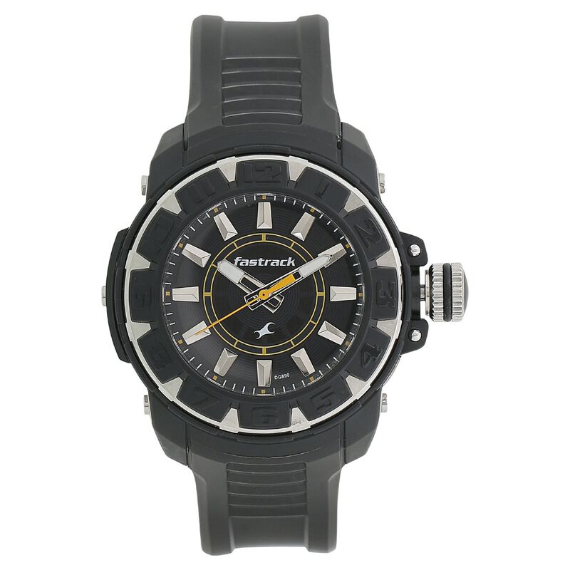 Fastrack Quartz Analog Grey Dial Plastic Strap Watch for Guys