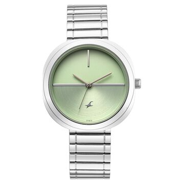 Fastrack 9 to Fine Analog with Green Dial Metal Strap Watch for Girls