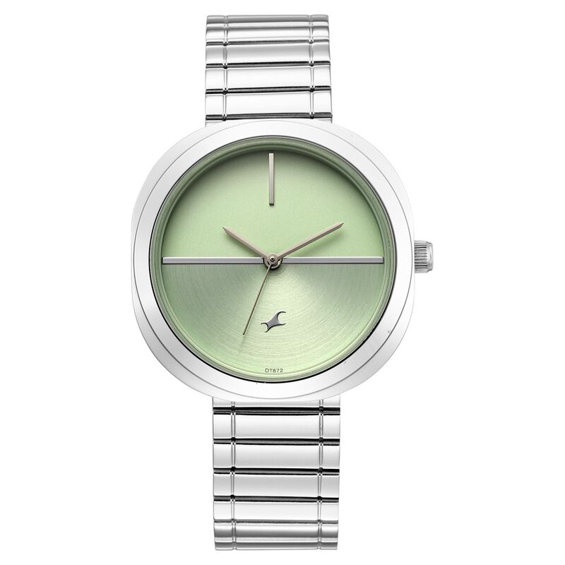 Fastrack 9 to Fine Analog with Green Dial Metal Strap Watch for Girls