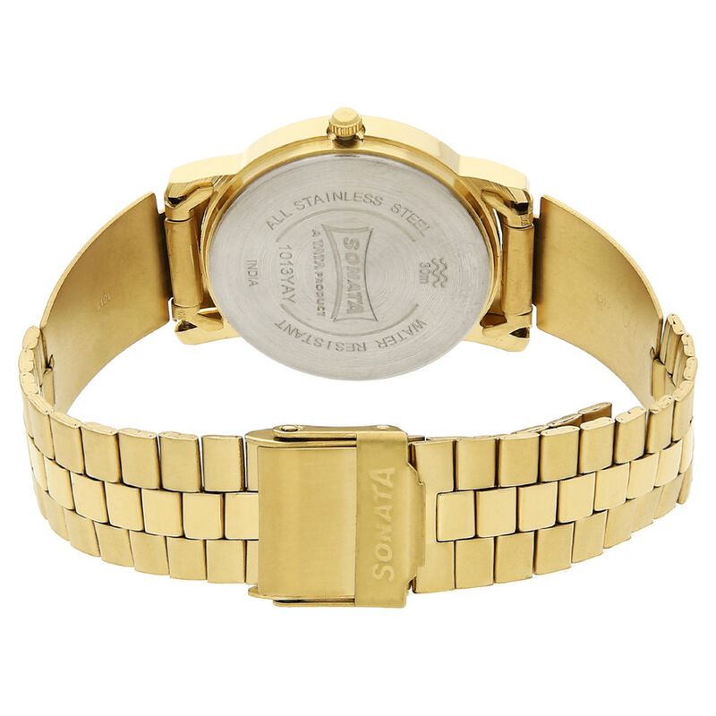 Sonata Quartz Analog Champagne Dial Stainless Steel Strap Watch for Men - image number 3