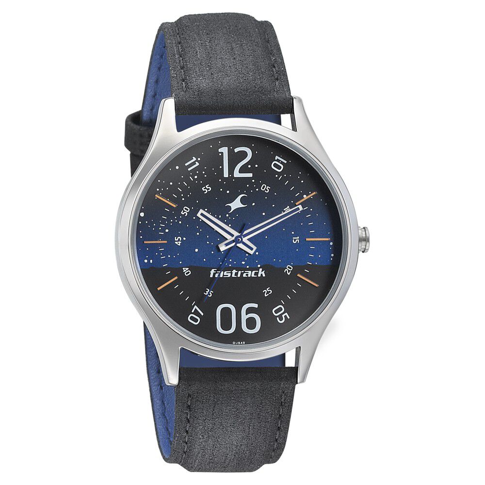 Buy Online Fastrack Space Rover Quartz Analog Blue Dial Leather Strap Watch for Guys 3184sl03 p Titan