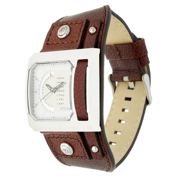 Buy Online Titan Analog with Date Grey Dial Leather Strap watch for Men ...