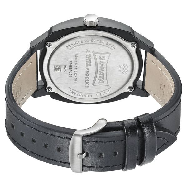 Sonata Quartz Analog Blue Dial Leather Strap Watch for Men - image number 3