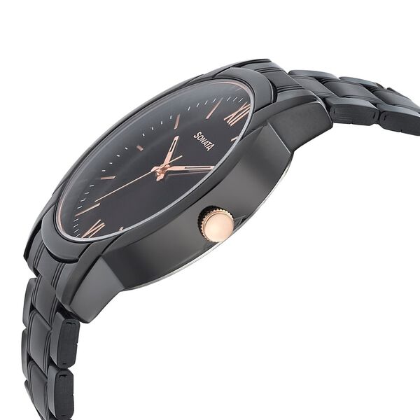 Sonata Beyond Gold Quartz Analog Black Dial Metal Strap Watch for Men - image number 2