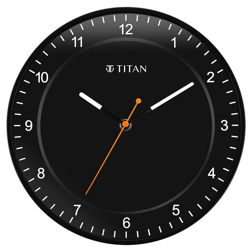 Buy Online Titan Contemporary Balck Wall Clock with Silent Sweep