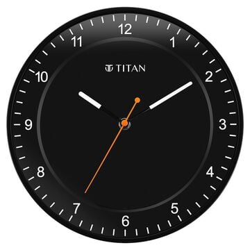 Titan Contemporary Black Wall Clock with Domed Glass and Silent Sweep 27 x 27 cm (Small)