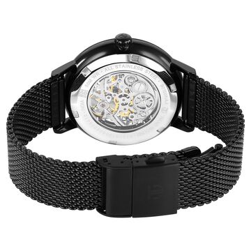 Titan Mechanical Slimline Black Dial Black Mesh Strap Watch for Men