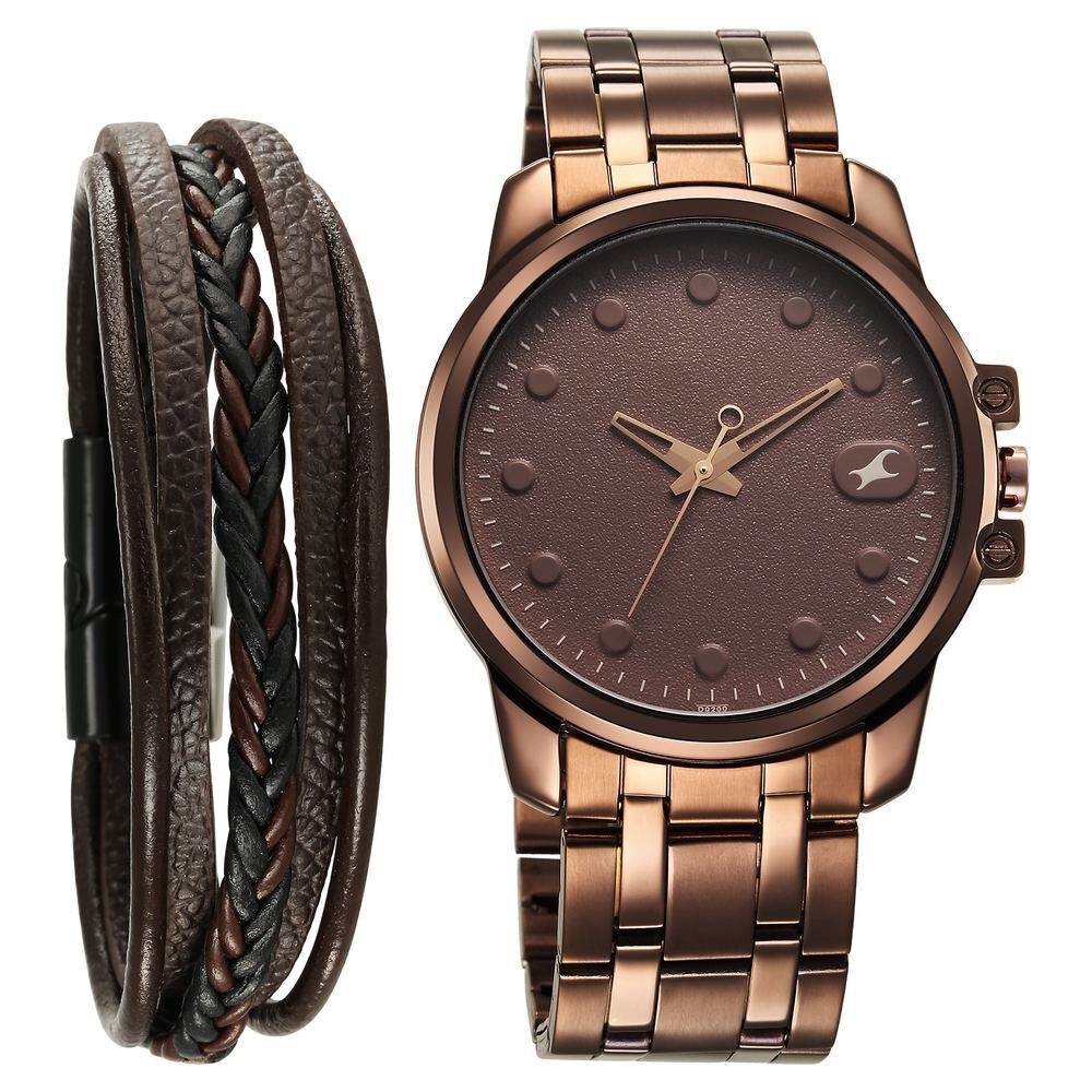Fastrack Pulse Quartz Analog Brown Dial With Brown Stainless steel Strap Watch for Guys-image-36