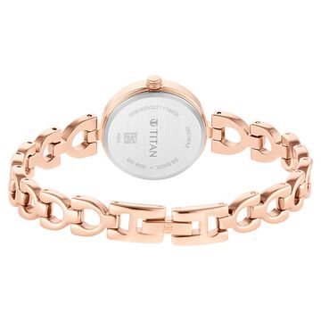 Titan Lagan Brown Dial Analog Metal Strap Watch for Women
