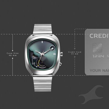 Fastrack UFO Quartz Multifunction Green Dial Silver Stainless Steel Strap Watch For Guys