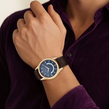 Titan Lagan Blue Dial Analog Leather Strap Watch for Men