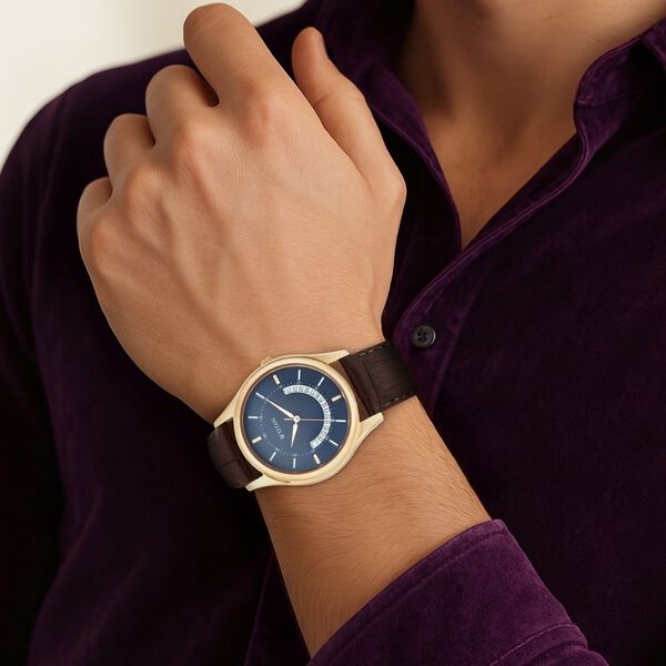 Titan Lagan Blue Dial Analog Leather Strap Watch for Men - image number 5