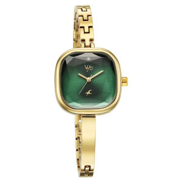 Vyb Aurora By Fastrack Quartz Analog Green Dial Golden Metal Strap Watch For Girls - image number 1