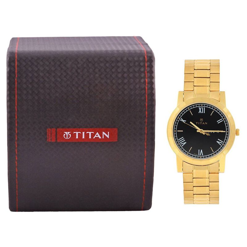 Titan Quartz Analog with Day and Date Black Dial Stainless Steel Strap Watch for Men - image number 4