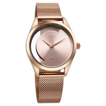 Fastrack Vyb Runway Quartz Analog Rose Gold Dial Stainless Steel Strap Watch For Girls