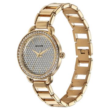 Sonata Wedding Bling Quartz Analog Silver Dial Rose Gold Metal Strap Watch for Women