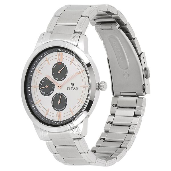 Titan Workwear White Dial Quartz Multifunction Stainless Steel Strap watch for Men - image number 1