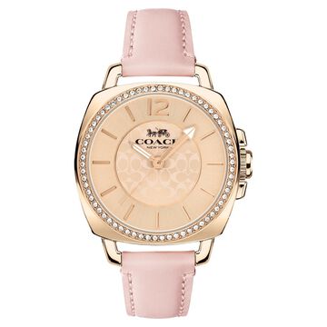 Coach Quartz Analog Rose Gold Dial Leather Strap Watch for Women