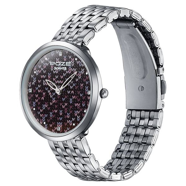 Sonata Poze Quartz Analog Multicoloured Dial Stainless Steel Strap Watch For Women - image number 4