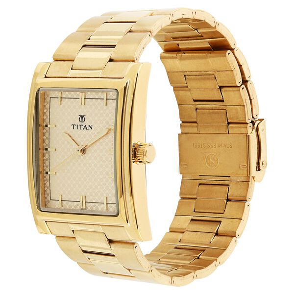 Titan Quartz Analog Champagne Dial Metal Strap Watch for Men - image number 1