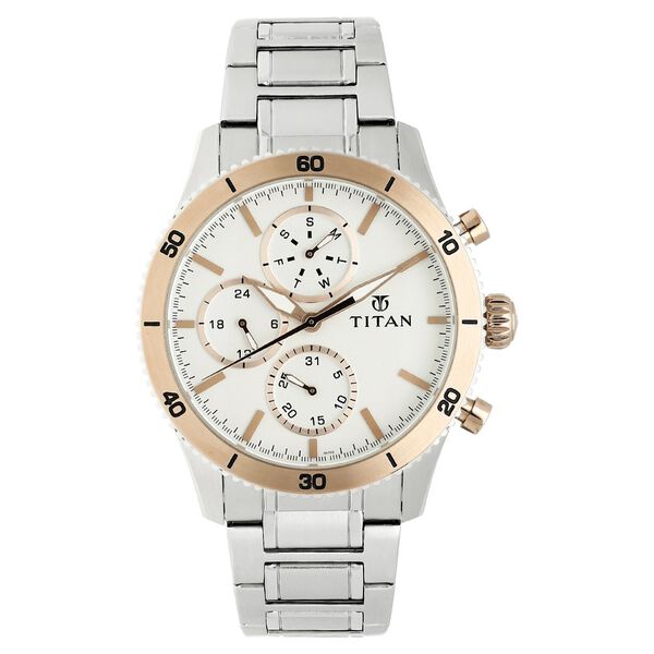 Titan Quartz Chronograph Silver Dial Stainless Steel Strap Watch for Men - image number 0
