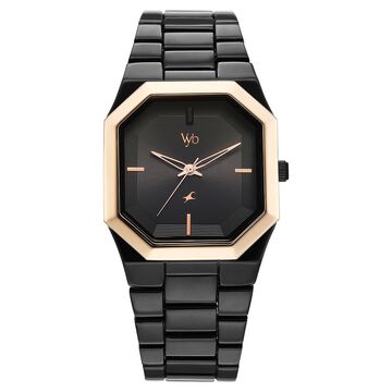 Vyb Pioneer By Fastrack Quartz Analog Black Dial Black Metal Strap Watch For Guys
