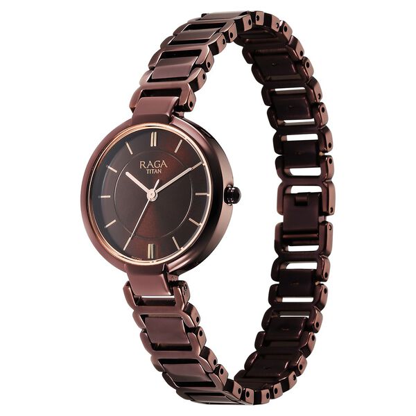 Titan Raga Delight Quartz Analog Brown Dial Brown Metal Strap Watch For Women - image number 3