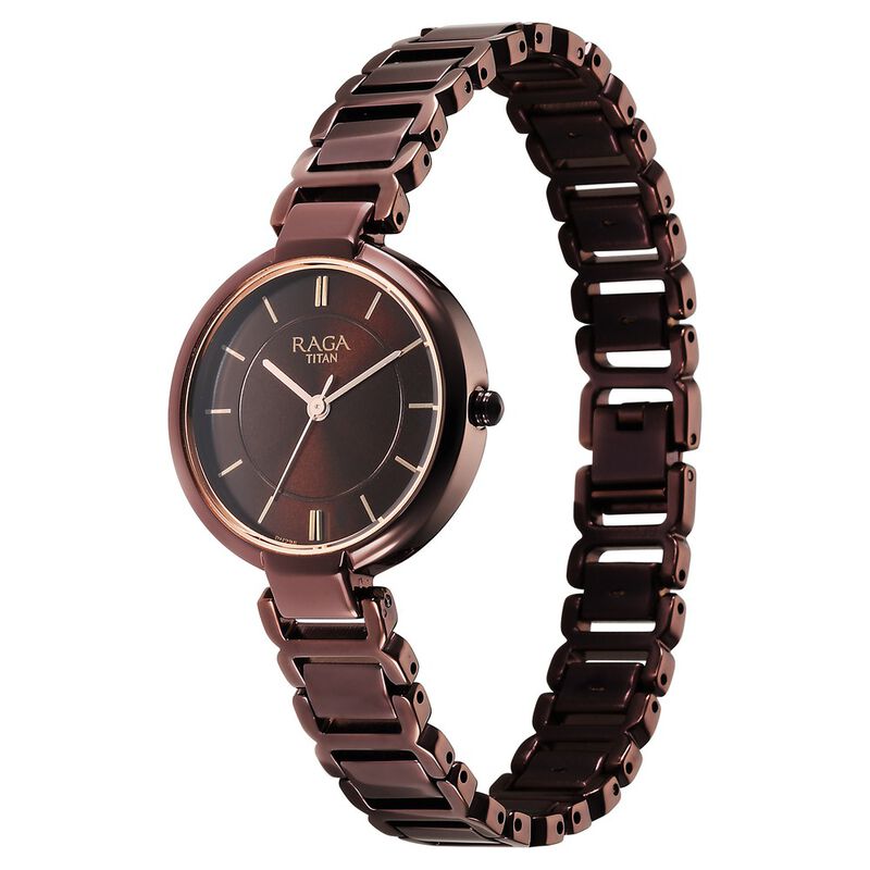 Buy Online Raga Women's Allure Brown Dial with designer Metal Strap