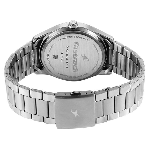 Fastrack Groove Quartz Analog Grey Dial Silver Stainless Steel Strap Watch For Guys - image number 5
