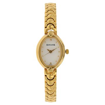 Sonata Quartz Analog White Dial Metal Strap Watch for Women