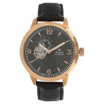 Titan Automatic Black Dial Leather Strap Watch for Men