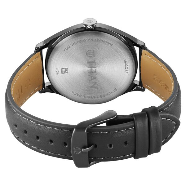 Titan Neo Economy Quartz Analog with Date Silver Dial Grey Leather Strap Watch For Men - image number 4