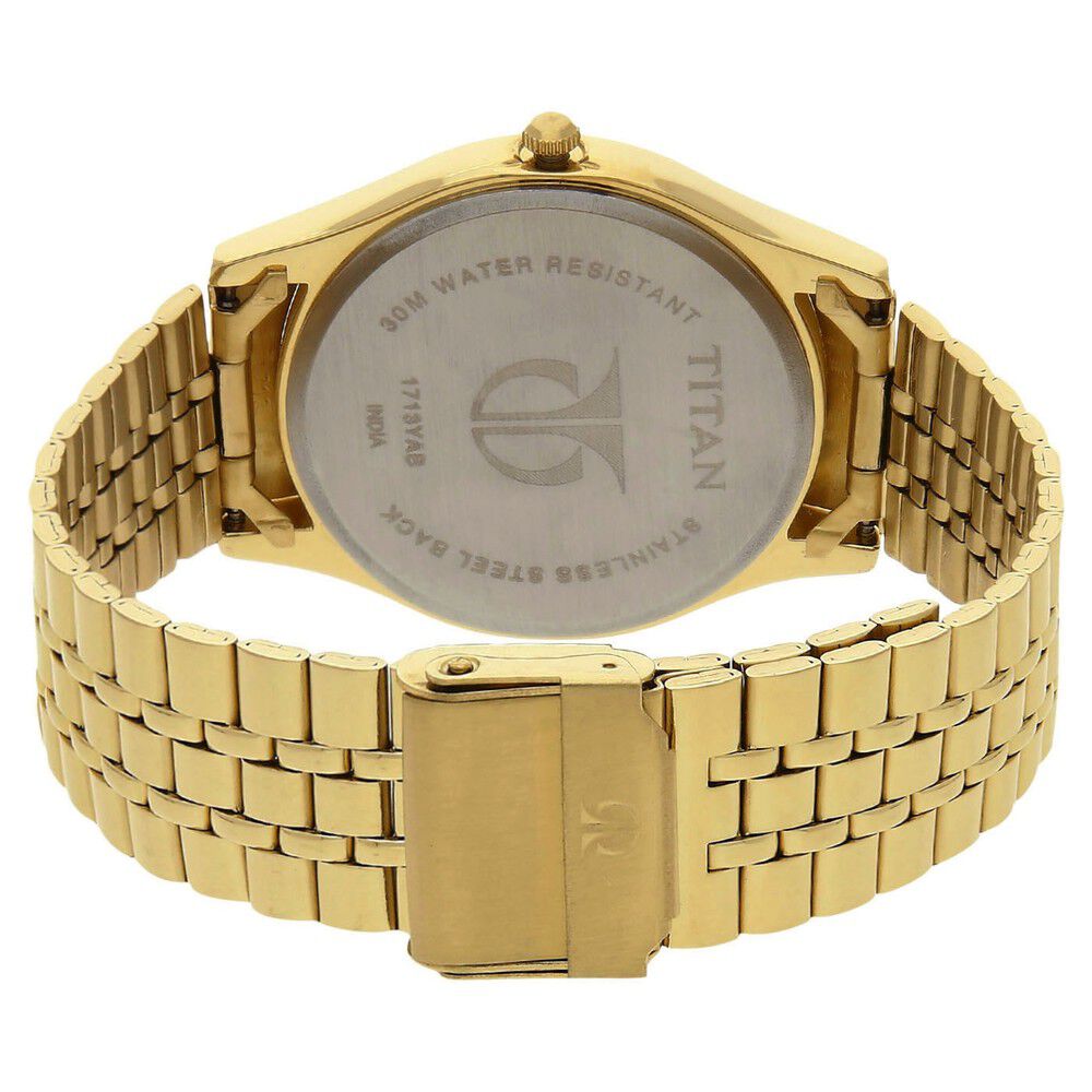 Buy Online Titan Quartz Analog with Date Champagne Dial Stainless Steel Strap Watch for Men ns1713ym03 Titan